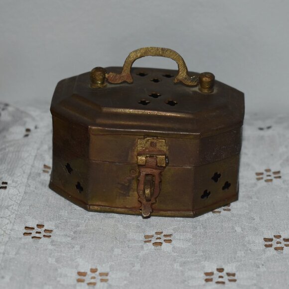 Other - Vintage Antique Small Brass Incense Trinket Cricket Box Decor